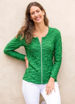 Best BADER Shirtjacke mit durchgehendem Reißverschluss GRÜN