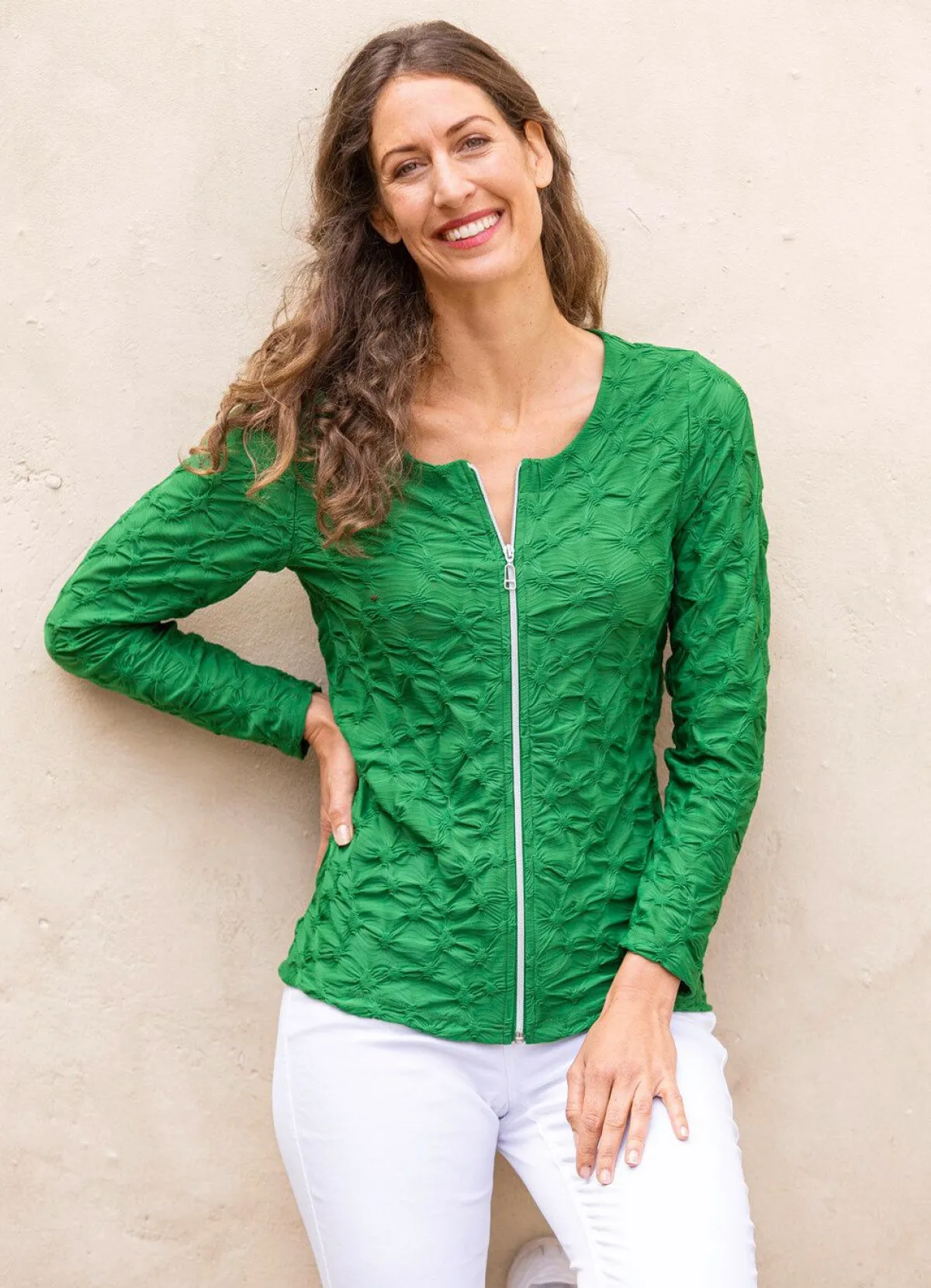 Best BADER Shirtjacke mit durchgehendem Reißverschluss GRÜN