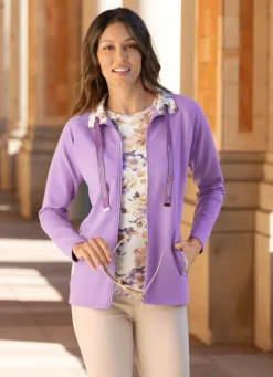 Outlet BADER Shirtjacke mit Kontrastverarbeitung am Kragen in 2 Farben LILA