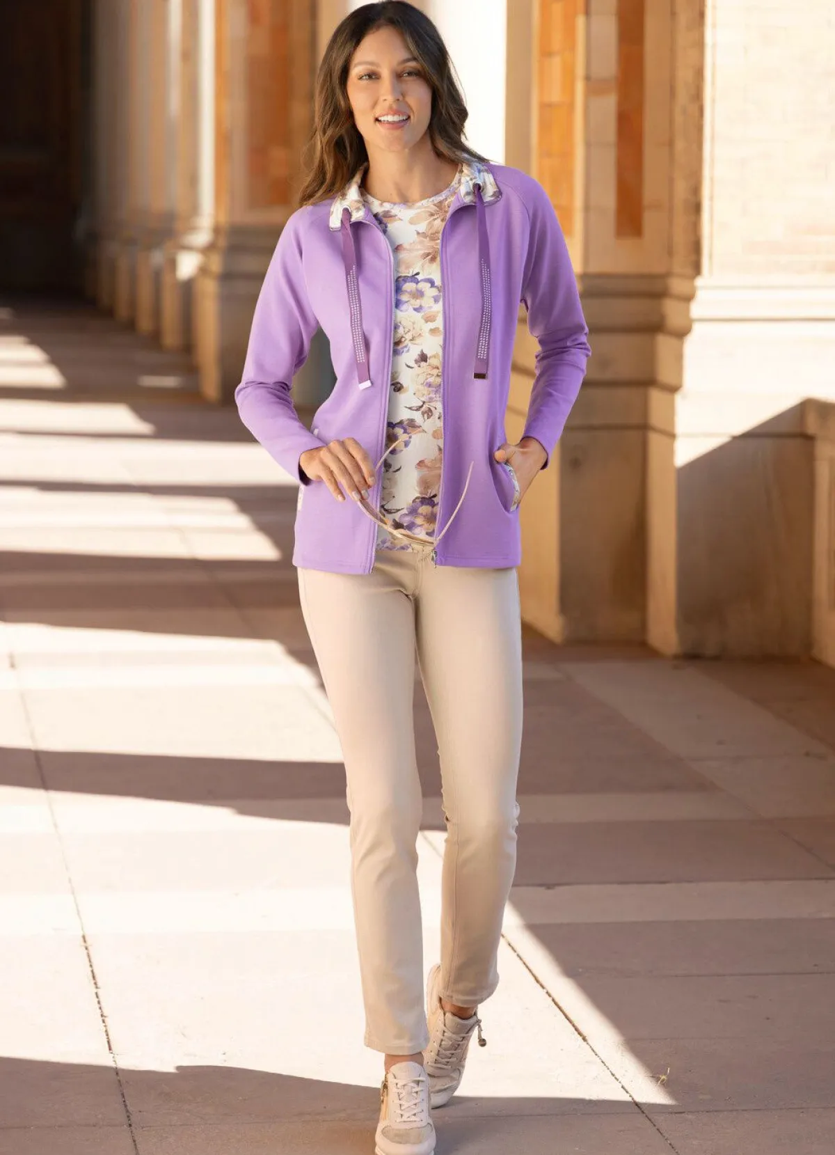 Outlet BADER Shirtjacke mit Kontrastverarbeitung am Kragen in 2 Farben LILA