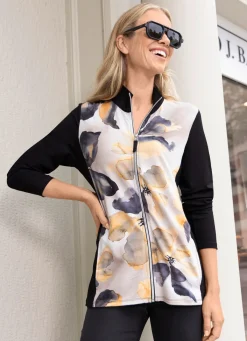 Outlet BADER Shirtjacke mit seitlichen Eingrifftaschen SCHWARZ-BEIGE-GELB