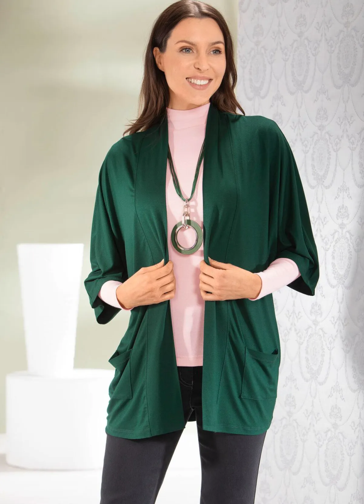 Discount BADER Shirtjacke in verschlussloser Form in 2 Farben GRÜN