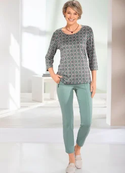 Outlet BADER Shirt mit Allover-Druck in 2 Farben SALBEI-BRAUN-BEIGE