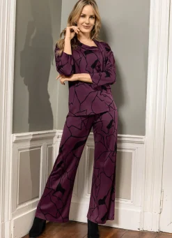 Online KLAUS MODELLE MADE IN GERMANY Shirt mit ausgefallener Kragenlösung AUBERGINE-SCHWARZ