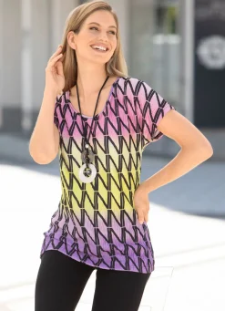 Clearance BADER Shirt mit überschnittener Schulterpartie PINK-GELB-LILA