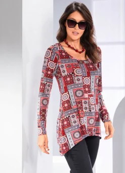 Online BADER Shirt mit gebogtem Saumabschluss ROT-ECRU-BORDEAUX