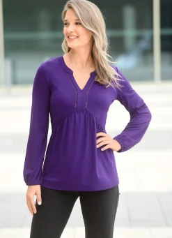 Discount BADER Shirt mit Lochstickerei LILA