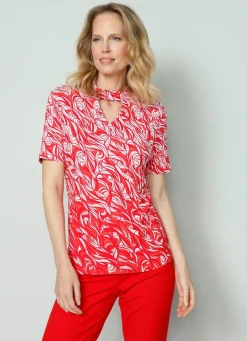 Discount BADER Shirt mit modischem Cut-Out ROT-WEISS-SCHWARZ
