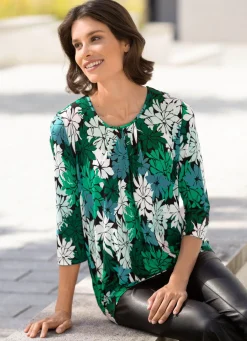 Hot BADER Shirt mit schöner Fältelung in 2 Farben GRÜN-WEISS-PETROL