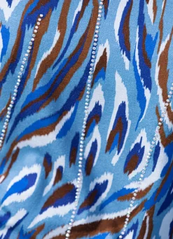 Sale BADER Shirt mit Strasszier im Vorderteil BLAU-BRAUN