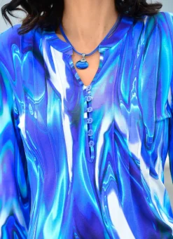 Clearance BADER Shirt-Tunika mit attraktiver Biesenzier ROYALBLAU-WEISS-SMARAGDGRÜN-BUNT