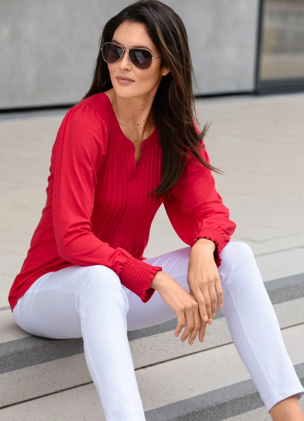 New BADER Shirt-Tunika mit Elastan ROT