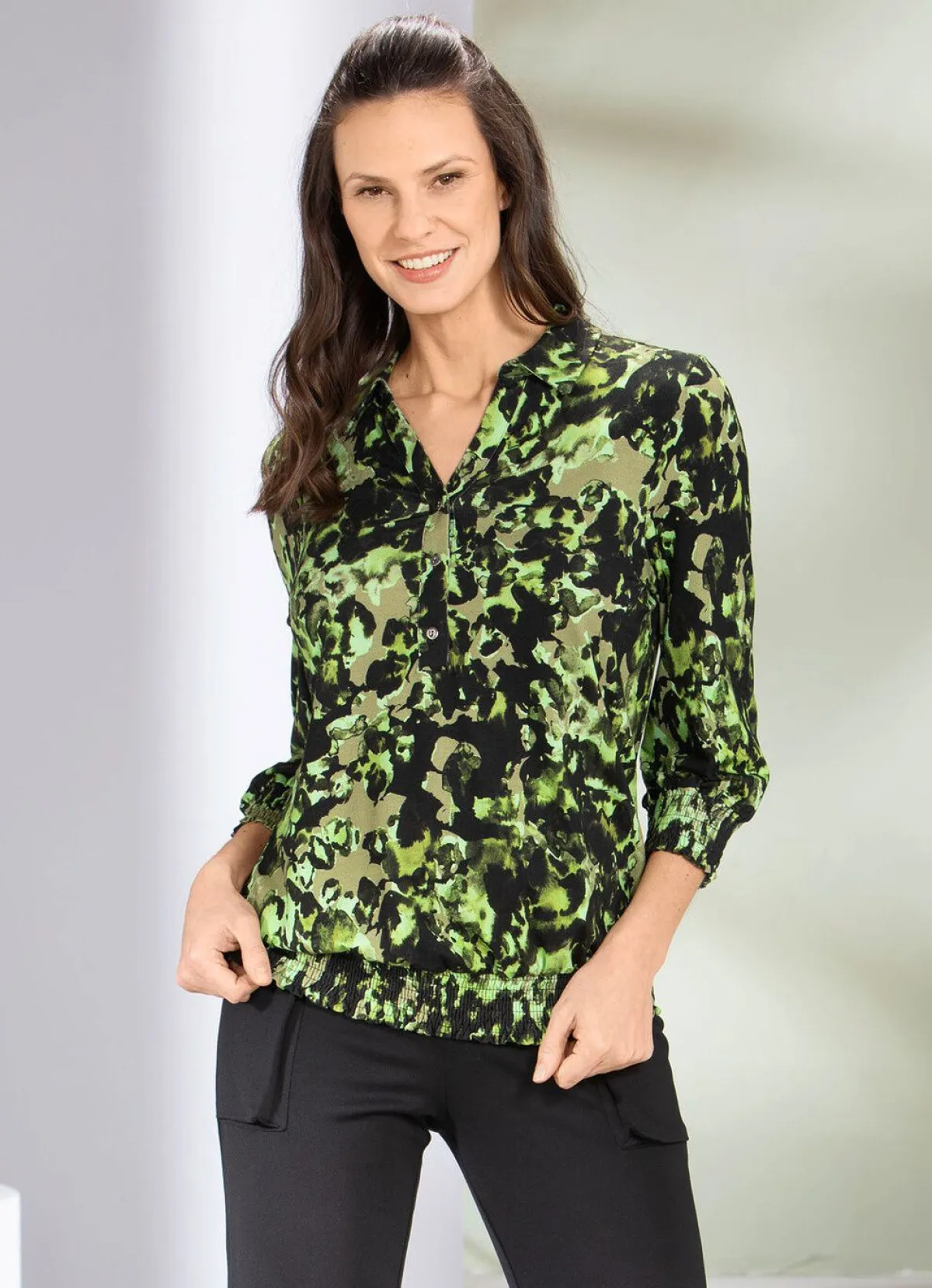 Outlet BADER Shirt-Tunika mit farbbrillantem Druck SCHWARZ-BUNT