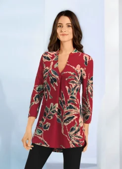 KLAUS MODELLE MADE IN GERMANY Shirt-Tunika mit hübscher Zierfalte BORDEAUX-SAND