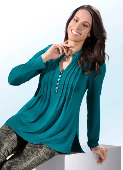 Hot BADER Shirt-Tunika mit Schmuckknopfleiste PETROL