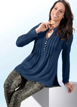New BADER Shirt-Tunika mit Schmuckknopfleiste MARINE