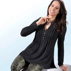 Outlet BADER Shirt-Tunika mit Schmuckknopfleiste SCHWARZ