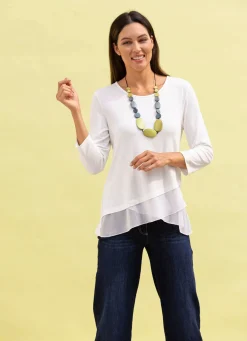 Online laurakent Shirt-Tunika mit Stufen-Volants ECRU