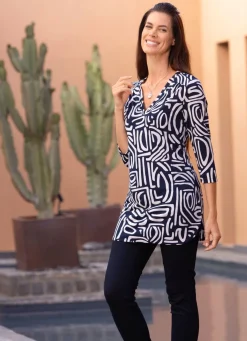 Online BADER Shirt-Tunika mit tollem Muster MARINE-ECRU