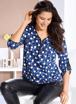 BADER Shirt-Tunika mit V-Ausschnitt MARINE-WEISS