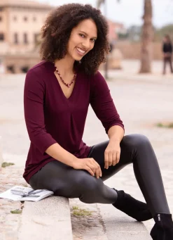 Outlet BADER Shirt-Tunika mit V-Ausschnitt BORDEAUX