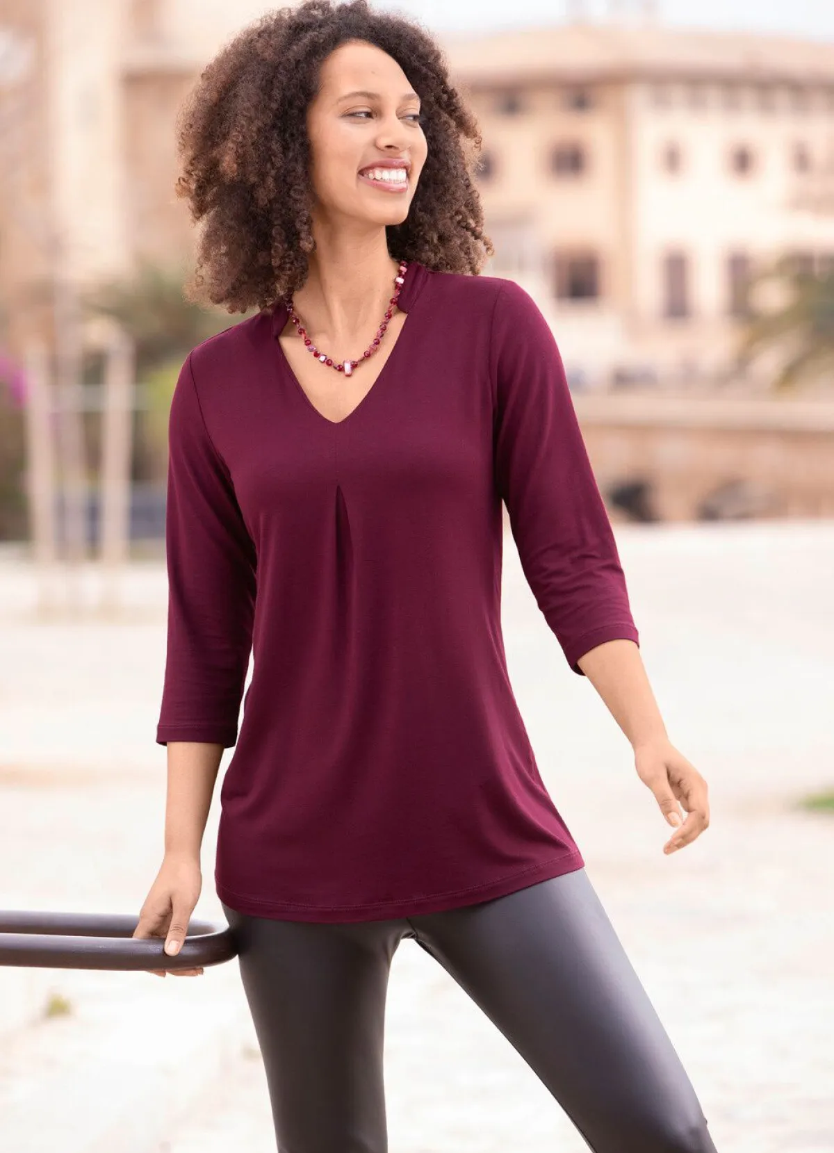 Outlet BADER Shirt-Tunika mit V-Ausschnitt BORDEAUX