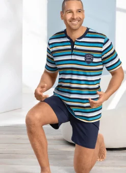 BADER Shorty mit Knopfleiste BLAU-GELB-MARINE