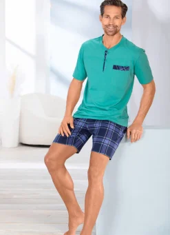 BADER Shorty mit Knopfleiste und aufgesetzter Brusttasche GRÜN-MARINE