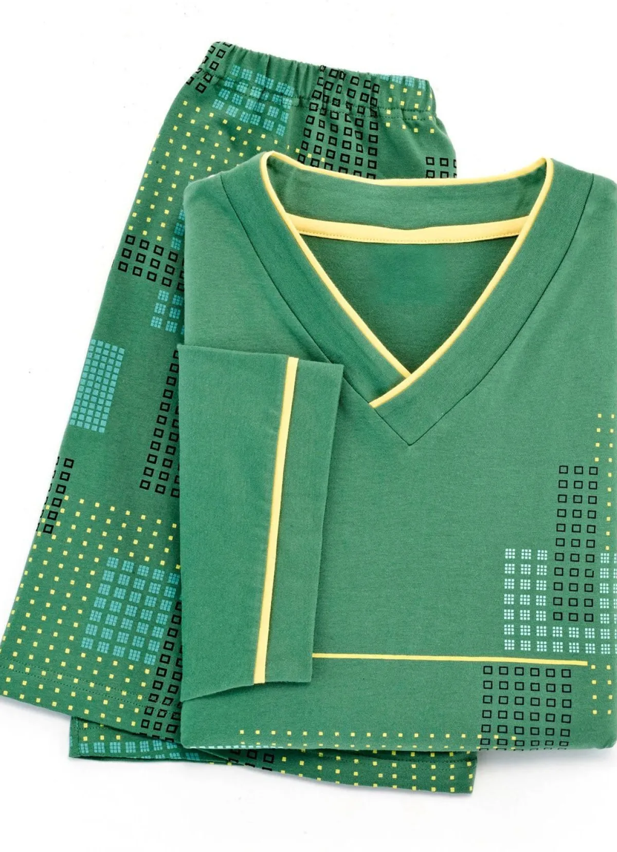 New BADER Shorty mit V-Ausschnitt und Druckmotiv GRÜN-GELB-BUNT