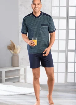 Sale BADER Shorty mit V-Ausschnitt und auswechselbarem Gummizug MARINE-GRÜN-BUNT