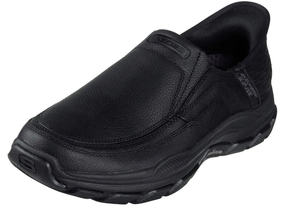 New Skechers , bequeme Herren-Slipper, mit geformter Slip-Ins Fersenplatte SCHWARZ