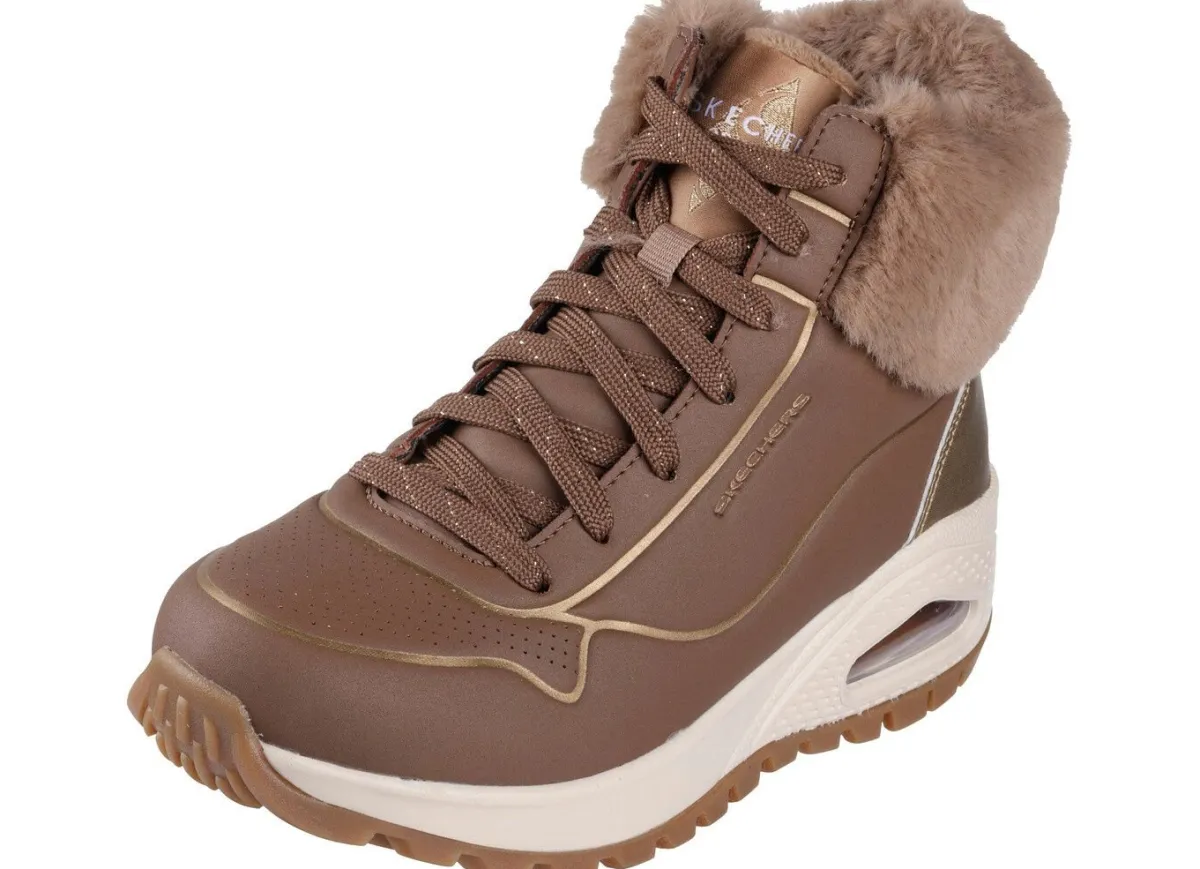 Discount Skechers , gefütterte Damen-Boots, Winterschuhe, mit flauschigem Plüschkragen BRAUN