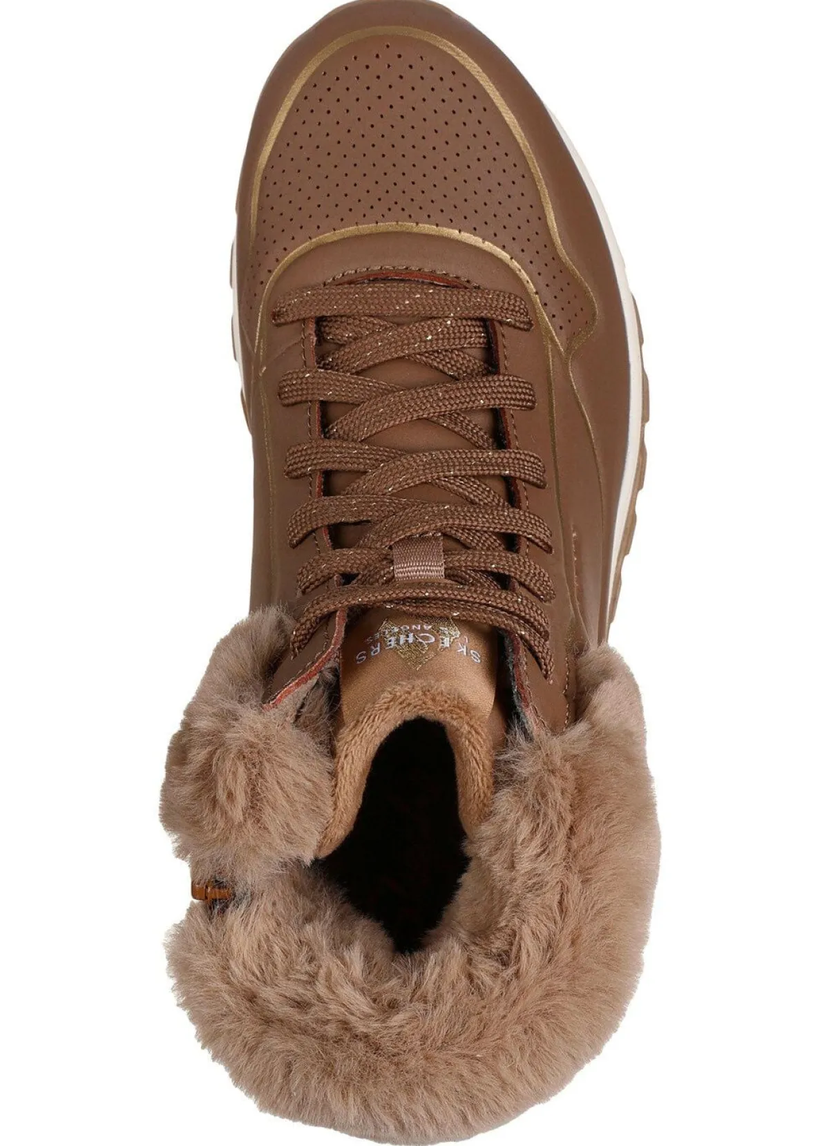Discount Skechers , gefütterte Damen-Boots, Winterschuhe, mit flauschigem Plüschkragen BRAUN