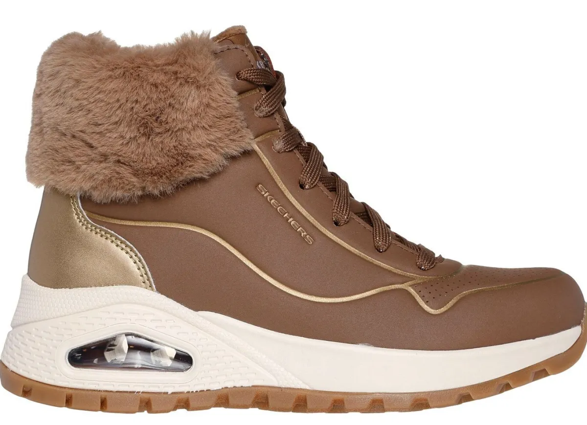 Discount Skechers , gefütterte Damen-Boots, Winterschuhe, mit flauschigem Plüschkragen BRAUN
