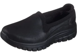 Skechers , klassiche Damen-Slipper, aus Synthetik und elastischem Strick-Material SCHWARZ