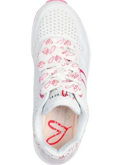 Discount Skechers Schnür-Sneaker mit niedlichen Herzchen bedruckt WEISS-PINK