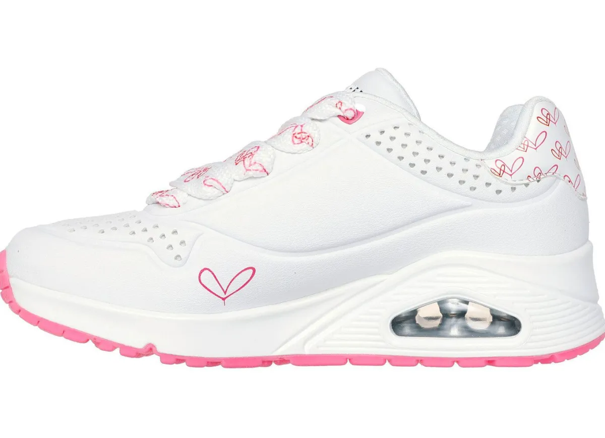 Discount Skechers Schnür-Sneaker mit niedlichen Herzchen bedruckt WEISS-PINK