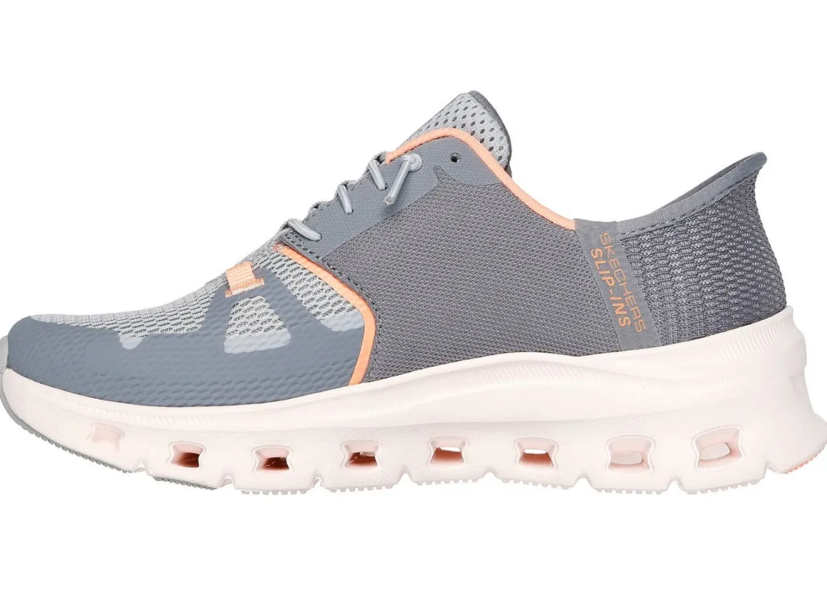 Hot Skechers Sneaker mit geformter Slip-Ins Fersenplatte GRAU-ORANGE