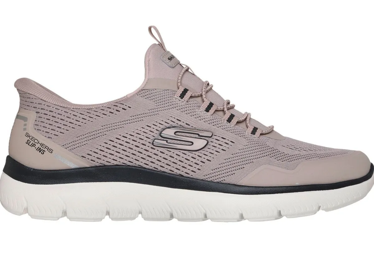 Best Skechers , sportliche Herren-Sneaker, mit geformter Slip-Ins Fersenplatte TAUPE