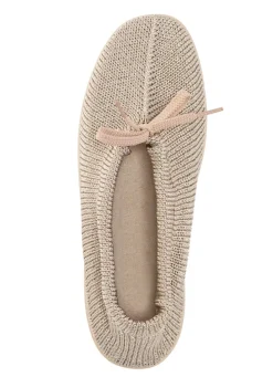 New BADER Slipper aus elastischem Strickmaterial mit Schnürung GOLDBEIGE