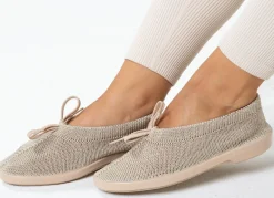 New BADER Slipper aus elastischem Strickmaterial mit Schnürung GOLDBEIGE