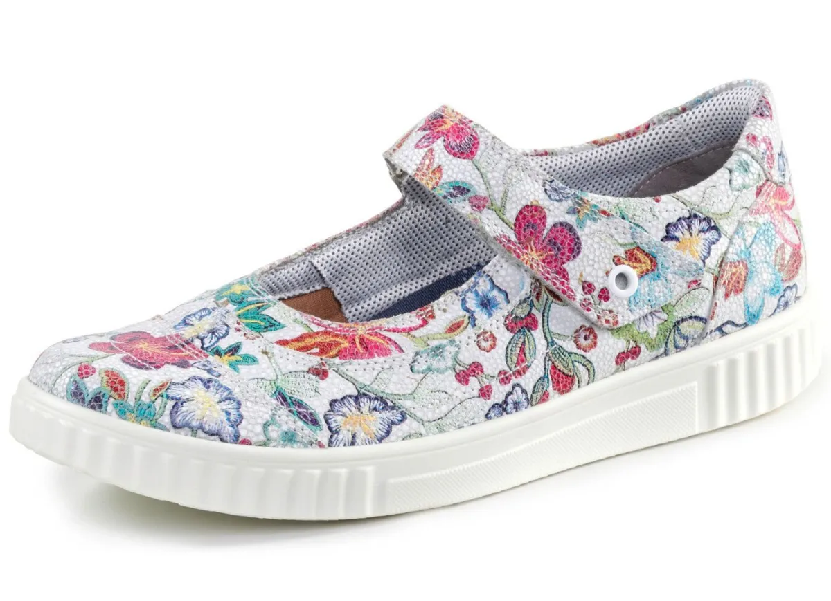 BADER Slipper aus floral bedrucktem Leder ECRU-BUNT