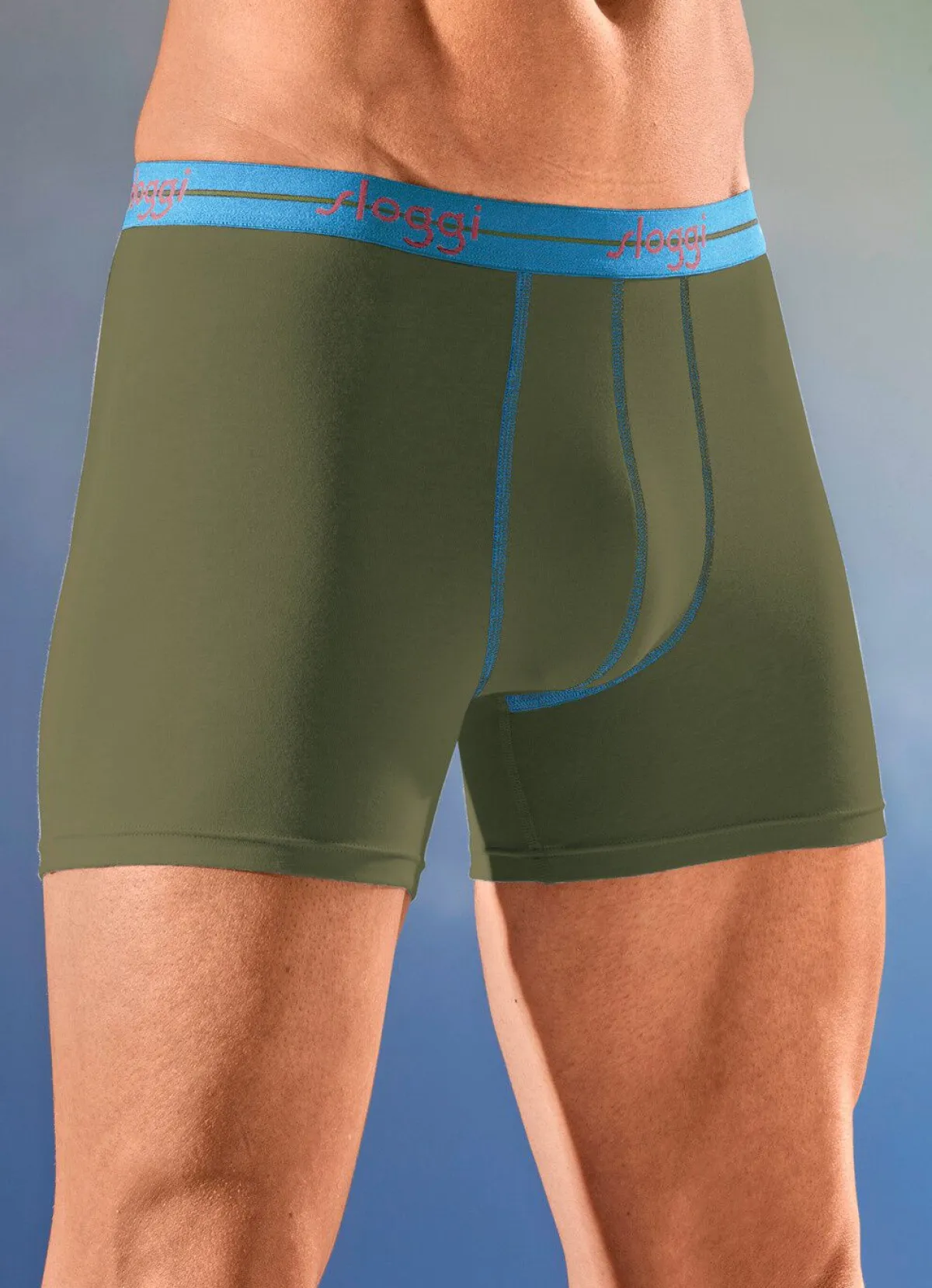 Best SLOGGI Zweierpack Pants mit Elastikbund 1X BLAU, 1X OLIV
