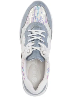 Clearance Remonte Sneaker mit schimmernden Pailletten BLEU-WEISS