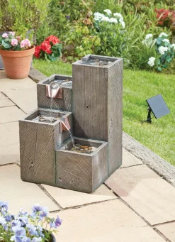 BADER Solar-Brunnen „Kaskade“ beton-grau