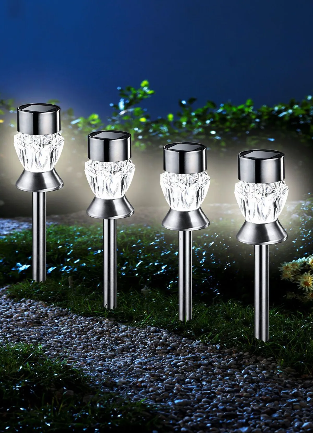 Sale BADER Solarleuchte, 4er-Set CHROM