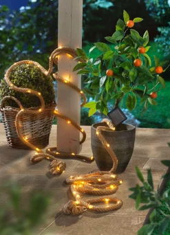 Hot BADER Solar-Lichterkette im Hanfseil-Design NATUR