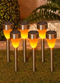Sale BADER Solarstecker mit Flackereffekt, 6er-Set SILBER