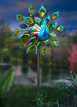 BADER Solar-Windrad Pfau mit Solarkugel in der Mitte BUNT