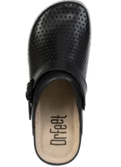 Clearance BADER Sommerliche Damen-Clogs, aus Leder SCHWARZ